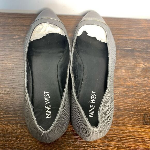Nine West Women's Snakeskin Cap Toe Slip-On Ballet Flat Shoes Gray Size 7.5 - Picture 2 of 8